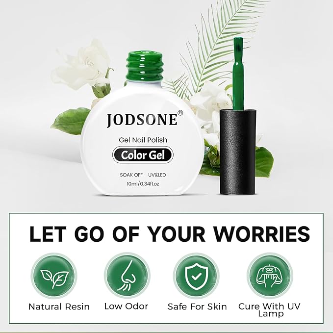 JODSONE Gel Nail Polish 20 Color Blue Red Matching Base Coat Glossy and Matte Top Coat 23 Bottles of 10ml Professional Nail Care Use