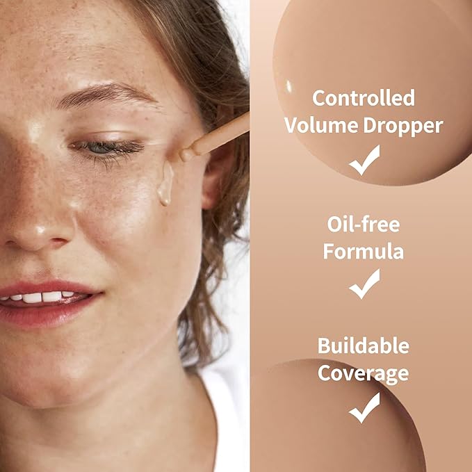 FV Full Coverage Liquid Foundation Makeup, Long Lasting Matte Foundation with Flawless Finish, Concealing & Minimizing Pores, Oil Control Waterproof for Oily Combination Skin, 1 Fl. Oz (Natural Beige)