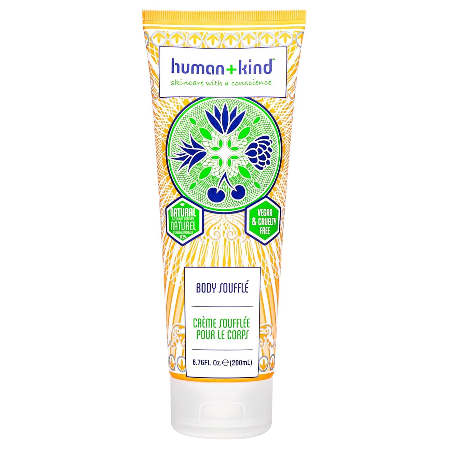 Human+Kind Body Souffle - Light, Fluffy Skin Conditioner for Hydrating and Smoothing Dry Skin - Natural, Vegan Formula with Shea Butter and Apricot Kernel Oil - Light, Fresh Fragrance - 6.76 oz