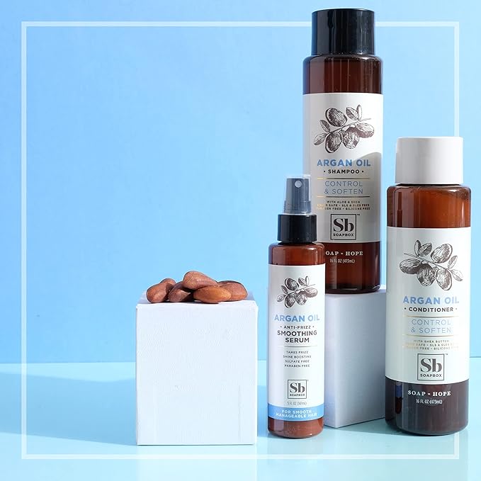 Soapbox Argan Oil Shampoo, Harsh Sulfate Free, Paraben & Silicone Free, Color Safe, and Vegan Hair Shampoo | Control & Soften Shampoo (33.8 Ounces)