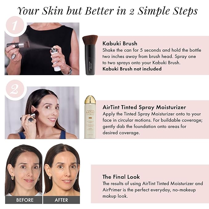 Jerome Alexander MagicMinerals AirTint Tinted Moisturizer AirBrush Spray Light Shade | Tinted Moisturizer Spray with Anti-Aging Ingredients | Warm Bright