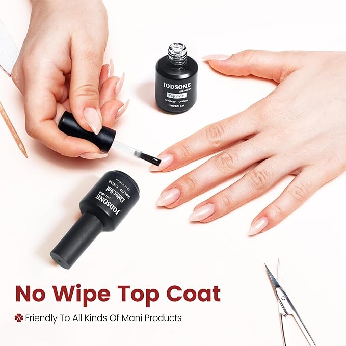 JODSONE 15ML Top Coat Gel Polish High Gloss Shine Finish Long Lasting Gel Nail Polish Professional Manicure Home DIY No Wipe