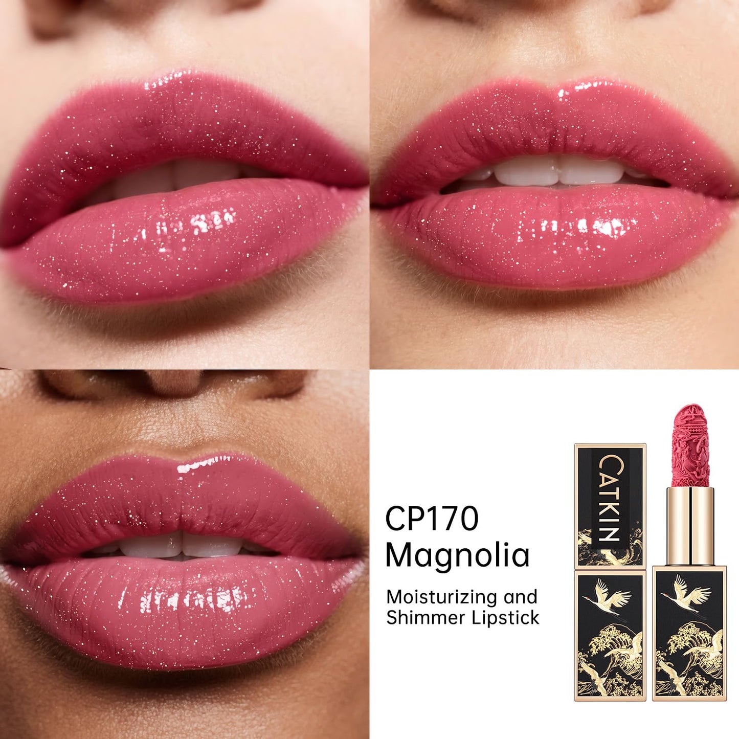 Catkin Moist Lipstick Hydrating High Impact Color Infused with Vitamin E and Avocado Oil Smooth Soft Texture Long Lasting Red Glow Finish 2pcs 07