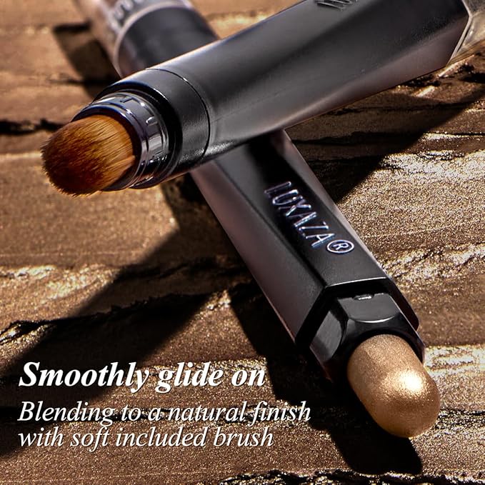 Neutral Brown Eyeshadow Stick Makeup 6PCS Set, Metallic Shimmer Matte Cream Eye Shadow Eyeliner Brightener Pencil Crayon - BROWN LATTE