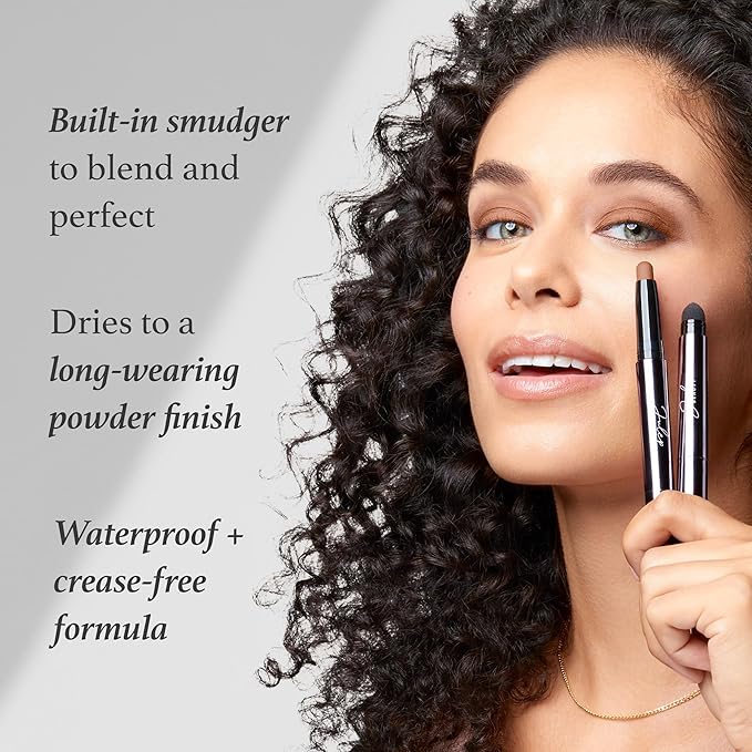 Julep Eyeshadow 101 Crème-to-Powder Waterproof Eyeshadow Stick Duo – Long-Lasting, Crease-Proof, Easy Apply with Built-in Smudger - Blush Pink Shimmer & Mink Mauve Shimmer