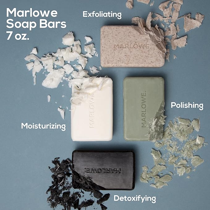 MARLOWE. No. 105 Bar Soap for Men 7 oz (6 Bars) Moisturizing Body Soap, Nourishing & Refreshing with Natural Extracts, Shea Butter, Olive Oil & Green Tea Extracts, Original Sage & Fir Scent