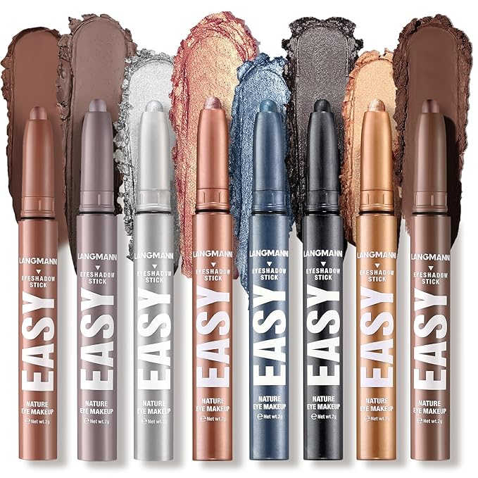 Jolilab Eyeshadow Stick Set, 8 Colors Matte Professional Bright-Colored Contouring and Highlight Eyeshadow Stick, Cream Waterproof Long Lasting High Pigmented Eye Shadow. (8, Set F)