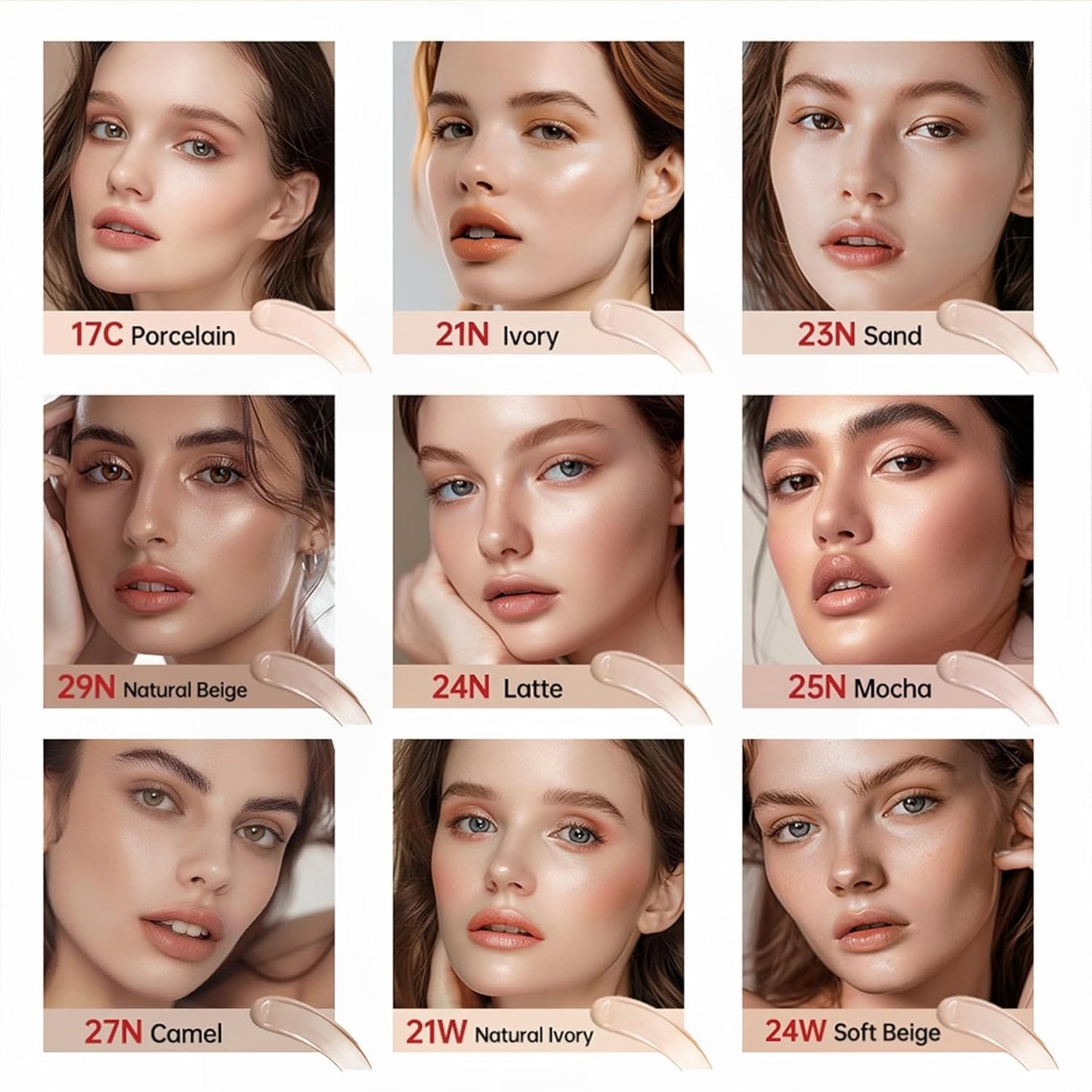 MAEPEOR Cushion Foundation 9 Colors Full Coverage Weightless Satin Glow Foundation Hydrating Long-Lasting Cushion BB Cream (Color 04)