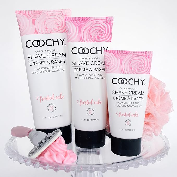 Coochy Shave Cream - Moisturizing Shave Lotion - Gentle Intimate Shaving Cream - For Bikini Area, Underarms, Legs & More - Rash-Free, Hydrating Formula - Frosted Cake, 7.2 oz