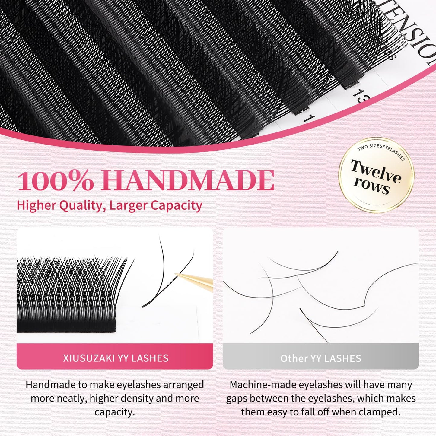 Lash Extensions YY Eyelash Extensions 0.07mm Thickness D Curl Lashes 8mm YY Lashes Soft Lash Trays Pestañas Pelo a Pelo Natural Matte black False Eyelashes Individual Lashes(YY-0.07-D,8mm)