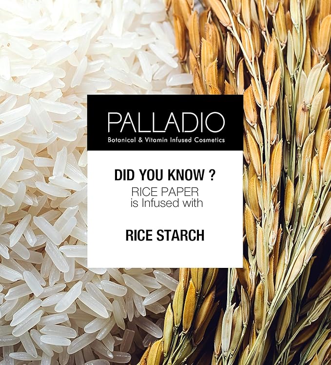 Palladio Rice Paper Facial Tissues for Oily Skin, Face Blotting Sheets Made from Natural Rice, Oil Absorbing Paper with Rice Powder, 2 Sided, Instant Results, Natural, 40 Count, Pack of 6