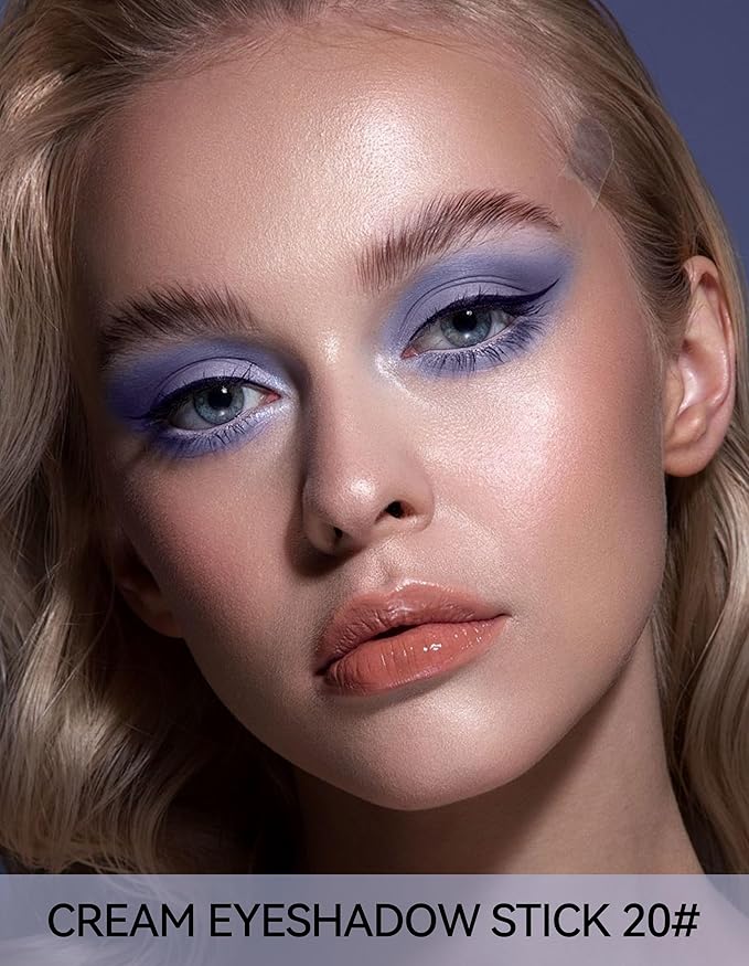 Erinde Waterproof Cream Eyeshadow Stick, Matte Nude Eye Shadow Sticks, Longwear Blendable High Pigmented, Neutral Eye Shadow Sticks Matte for Older Eyes, Smokey Eyeshadow Pencil Crayon, 20 Periwinkle