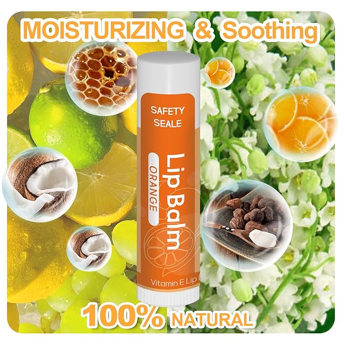 10 Pack Natural Lip Balm Bulk with Vitamin E and Coconut Oil Valentine's Day best choice - Moisturizing, Soothing, and Repairing Dry and Chapped Lips - 10 Flavors - Non-GMO