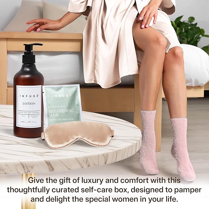 10-Piece Spa Gift Box for Women | Self-Care Set with Eye Mask, Loofa,Bath Bombs,Face Masks,Bubble Bath, Lotion, Body Wash & Bath Salt | Gift for Mom, Grandma, Wife, Bridesmaid or Loved Ones