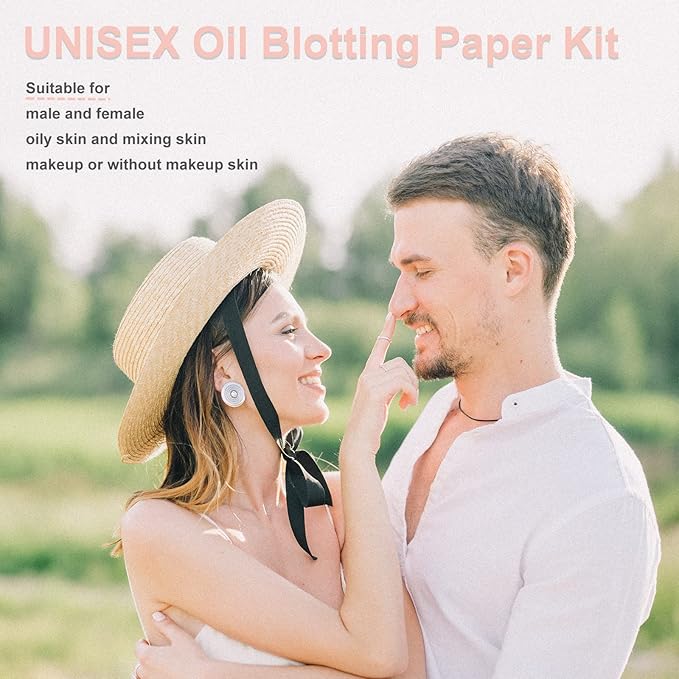 2 Pack Matter Blotting Paper for Oily Skin Total 100 Sheets with Mirror Case and Makeup Puff - Easy Dispensing Oil Blotting Sheets for Face,Makeup Friendly Oil Absorbing Sheets