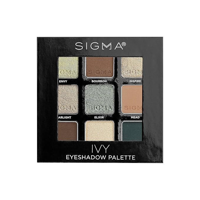 Sigma Beauty On-the-Go Eyeshadow Palette - Ivy - 9 Bold Eyeshadow Shades in Matte, Shimmer and Metalic Finishes - Highly Pigmented Vegan Eye Makeup Palette - Clean Beauty Products