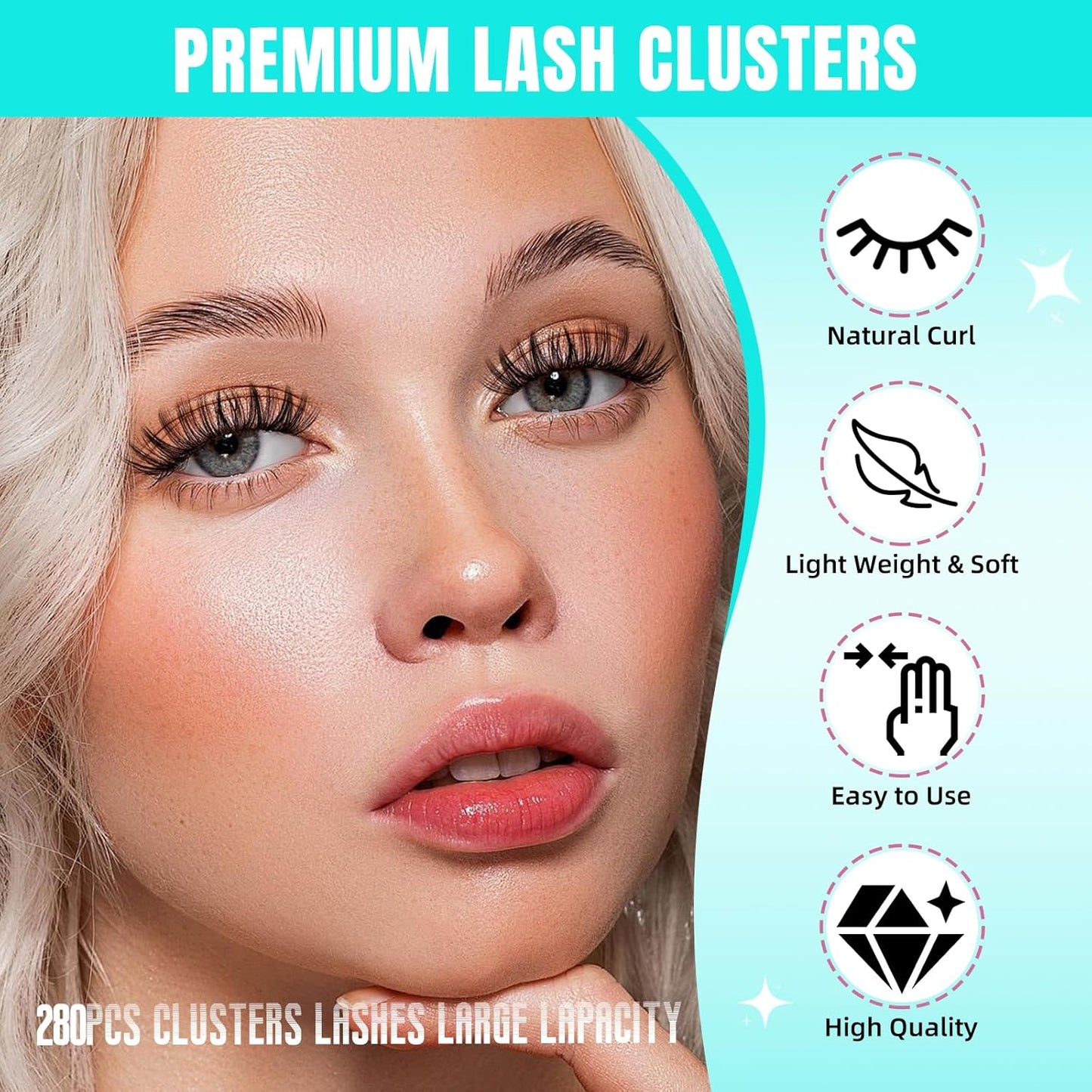 Lash Clusters Wispy 280PCS Eyelash Extension 40D 50D Cluster Lashes Individual Lashes DIY Lash Extension Natural Look Cluster Eyelash Extensions Soft False Eyelashes at Home for Beginners(10mm)