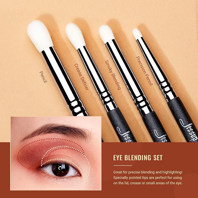 Jessup Eye Makeup Brushes Set Professional Blending Brush for Makeup Eyeshadow 13pcs Premium Synthetic Blender Brush Makeup Black T338