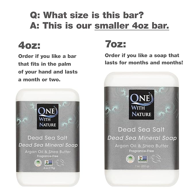 One With Nature Dead Sea Salt Soap 4oz 3-Pack – Purifying Soap Bar with Dead Sea Minerals for Face & Body, for Men & Women