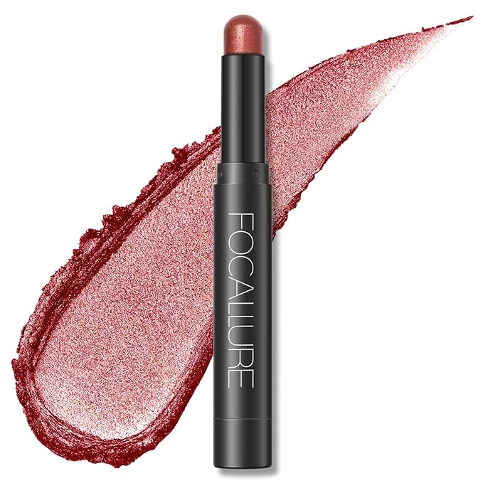 FOCALLURE Shimmer and Matte Cream Eyeshadow Stick,Smooth Brilliant Eye Brightener Pencil for Women,Long Lasting Waterproof Eye Shadow and Liners Makeup,FLAME