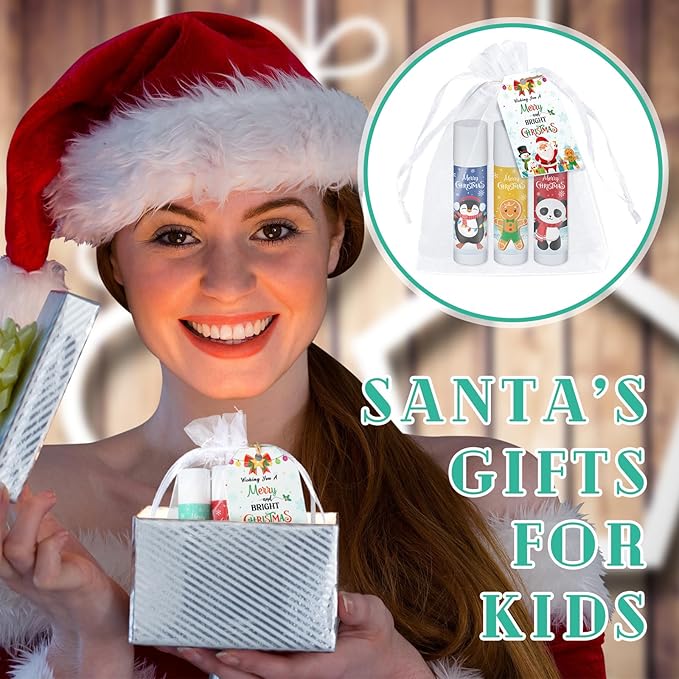 100 Pack Christmas Party Gifts Bulk Lip Balms Favors Bulk Christmas Stocking Stuffers Holiday Party Goodies Gifts Small Thank You Employee Appreciation Gifts for Women Men Coworkers Staff