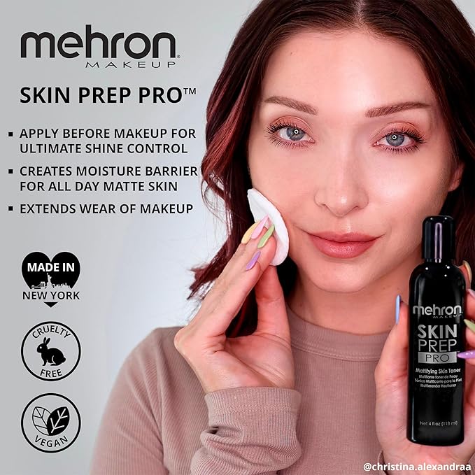 Mehron Makeup Skin Prep Pro Mattifying Skin Toner | Long Lasting Pre-Makeup Skin Primer (1 fl oz)