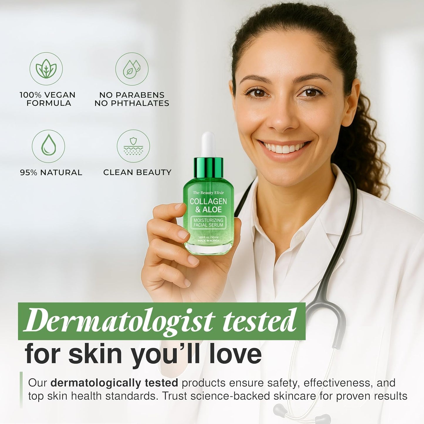 Aloe & Collagen Serum For Face - Dermatologist Tested, Anti-Aging, Ultra Hydrating Aloe Vera Gel For Face - Natural Ingredients, Clean Beauty, Cruelty-Free Korean Skin Care - 1.69 oz