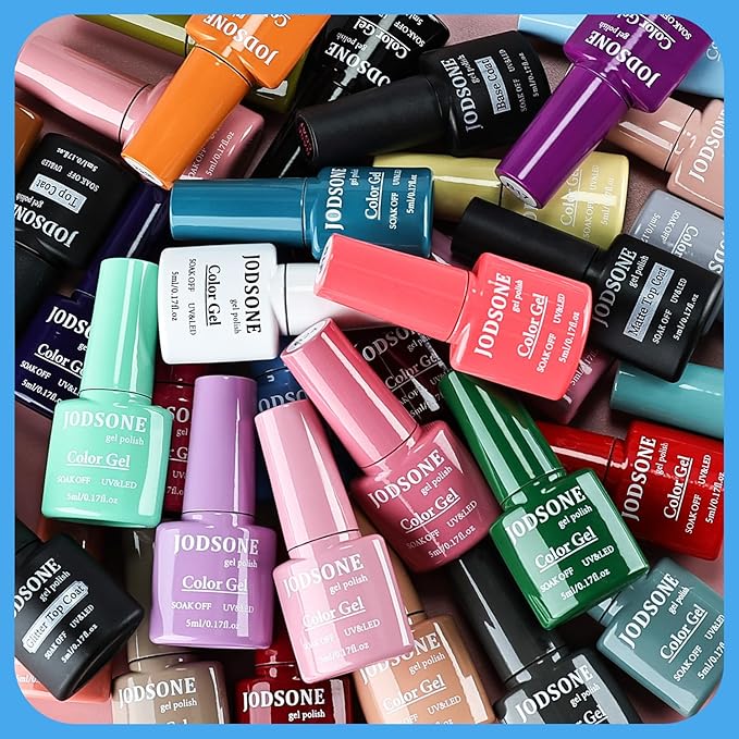 JODSONE Same Color Same Bottle 32 Colors Gel Nail Polish with U V Light Soak Off Glitter Base Top Matte Coat Manicure Salon Home DIY