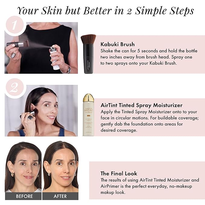 Jerome Alexander MagicMinerals AirTint Tinted Moisturizer AirBrush Spray Light | Tinted Moisturizer Spray with Anti-Aging Ingredients | Light Medium |2PC