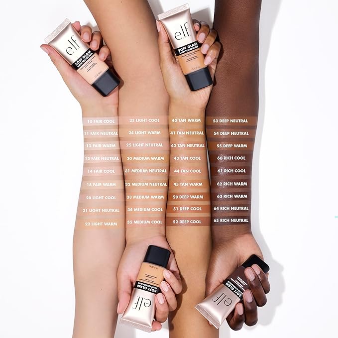 e.l.f. Soft Glam Foundation, Medium Coverage, Long-Lasting & Buildable Foundation For A Smooth, Satin Finish, Vegan & Cruelty-Free, 63 Rich Warm
