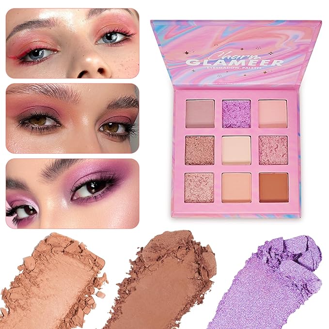 Eyeshadow, 9 Colors Eyeshadow Palette, Matte&Glitter&Shimmer Eyeshadow,for Eye Makeup Long Lasting Waterproof Eye Makeup Palette, Glitter Shimmer Professional Bright-Colored Eye Shadow(G005-2)