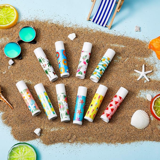 100 Pcs Summer Lip Balm Bulk Moisturizing Lip Balm Jasmine Flavor Lip Balms Cream Tropical Hawaiian Beach Luau Party Lip Care Product for Stocking Stuffers Beauty Gifts Women Men