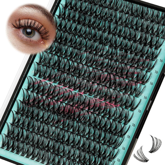 Lash Clusters Wispy 280PCS Eyelash Extension 40D Cluster Lashes Individual Lashes DIY Lash Extension Natural Look Cluster Eyelash Extensions Soft False Eyelashes at Home for Beginners(16mm)