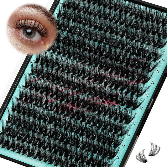 Lash Clusters Wispy 280PCS Eyelash Extension 40D 50D Cluster Lashes Individual Lashes DIY Lash Extension Natural Look Cluster Eyelash Extensions Soft False Eyelashes at Home for Beginners(14mm)
