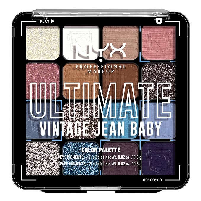 NYX PROFESSIONAL MAKEUP, Ultimate Shadow Palette, Eyeshadow Palette - Vintage Jean Baby